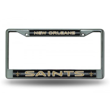New Orleans Saints Glitter Chrome License Plate Frame 